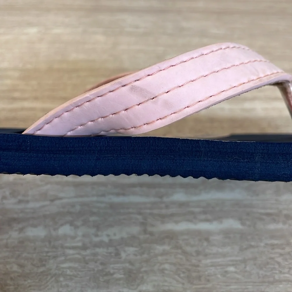 OSHKOSH B’GOSH UEC girls size 11/12 navy blue pink butterfly flip-flops sandals